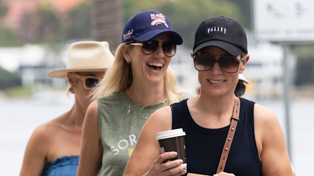 Zara Tindall looks casual in an off-duty look as she steps out for a bite to eat at Bumbles cafe on the Gold Coast with her girlfriends
