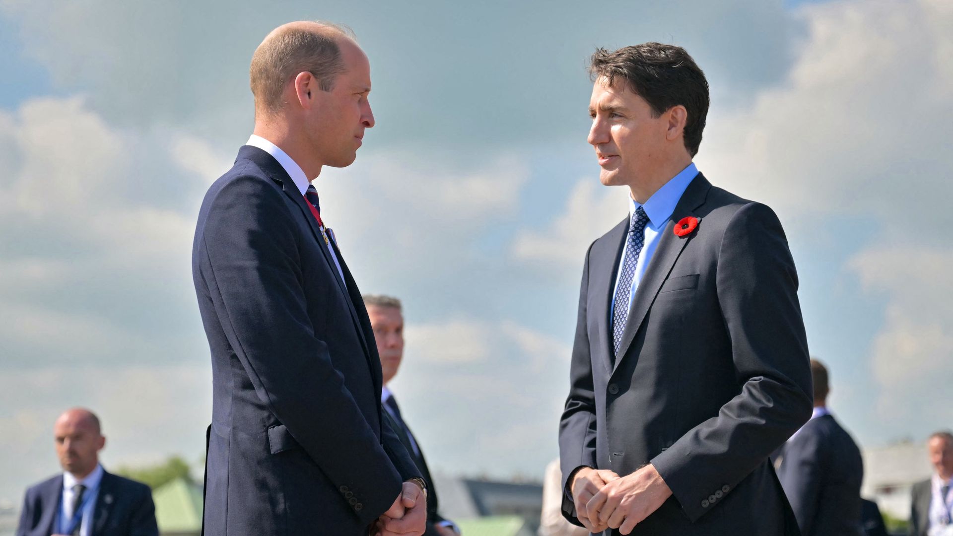 canadian Prime Minister Justin Trudeau greeting Prince William