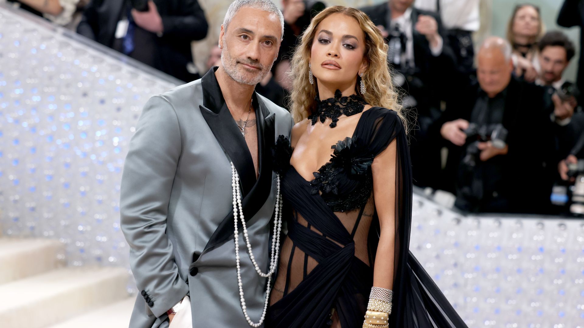 Taika Waititi and Rita Ora attend The 2023 Met Gala Celebrating "Karl Lagerfeld: A Line Of Beauty"
