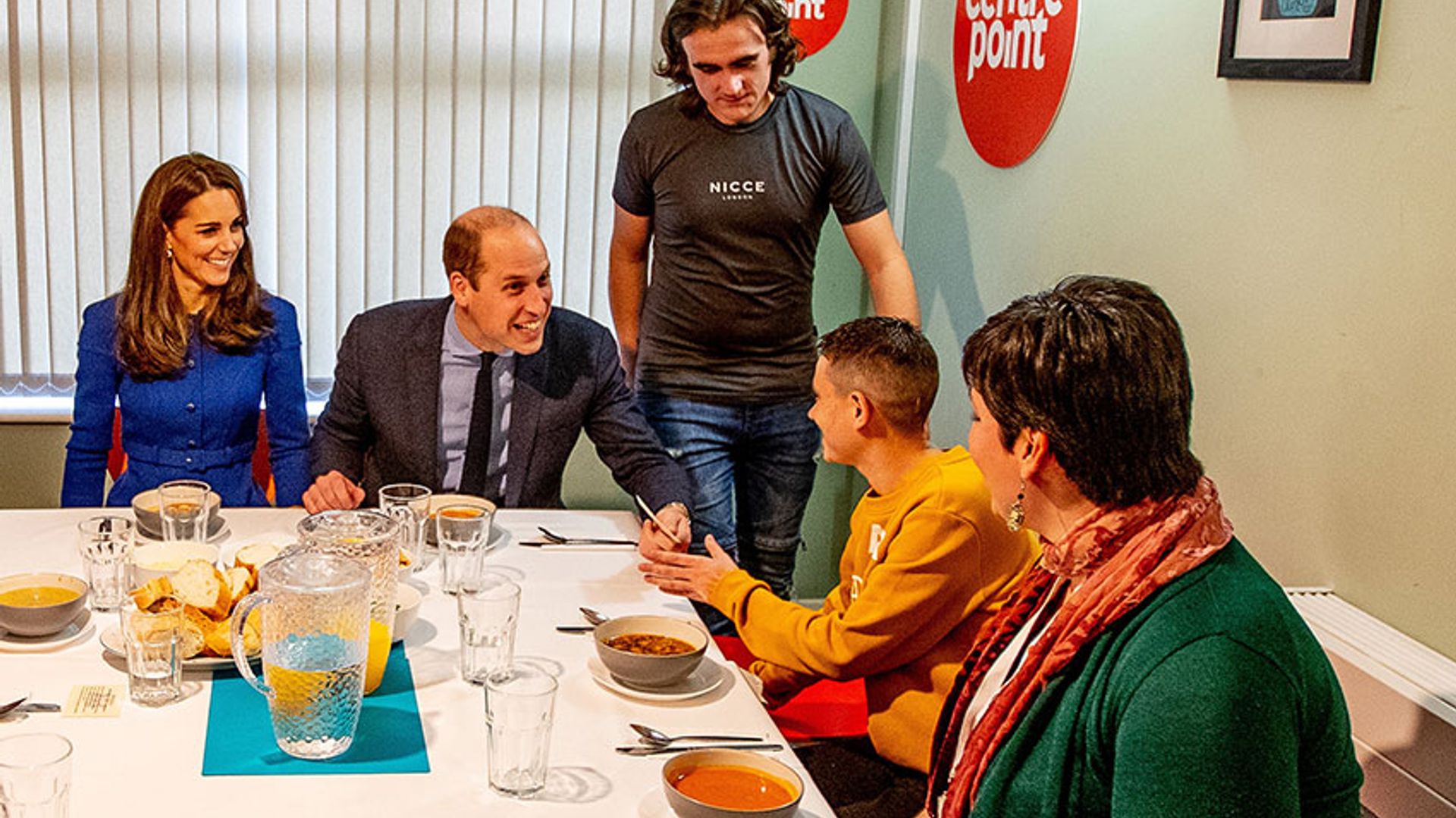 Prince William laughs at royal protocol with young dinner guests