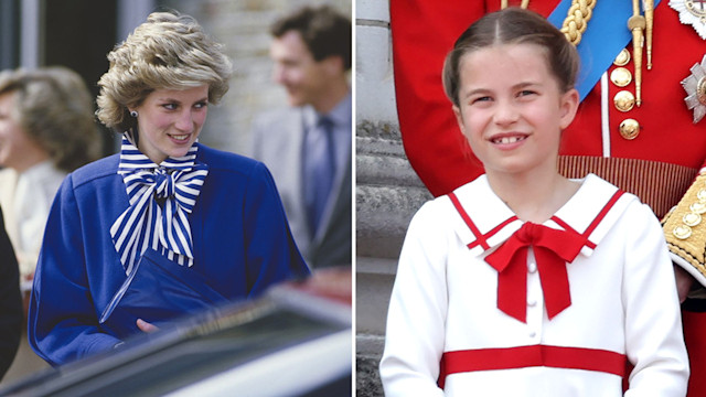 Split image of Princess Diana and Princess Charlotte