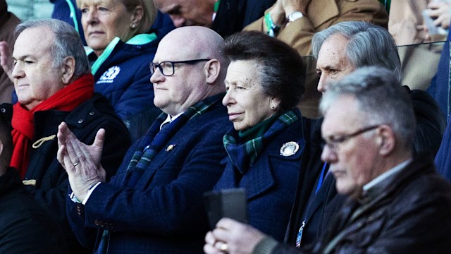 : Anne, Princess Royal alongside President of the Scottish Rugby Union  Colin Rigby