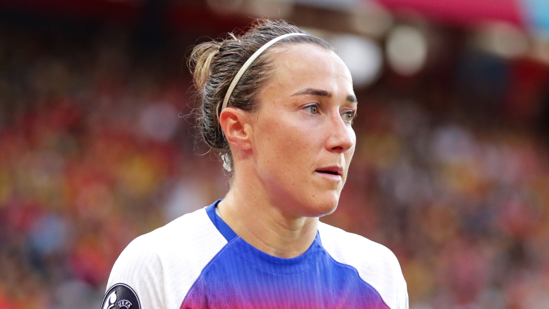 BASEL, SWITZERLAND - JULY 27: Lucy Bronze of England looks on during the UEFA Women's EURO 2025 Final match between England and Spain at St. Jakob-Park on July 27, 2025 in Basel, Switzerland. (Photo by Leiting Gao/BSR Agency/Getty Images)