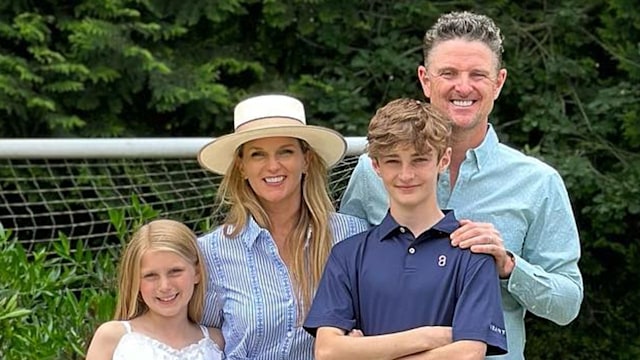 Justin Rose with his wife and two kids