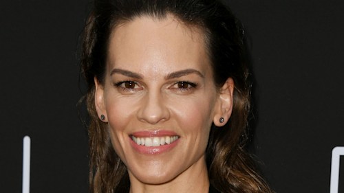 hilary swank black dress i am mother screening 2019
