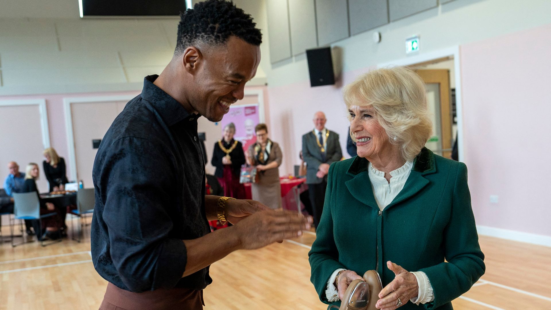 Johannes Radebe gifts Queen Camilla tap shoes