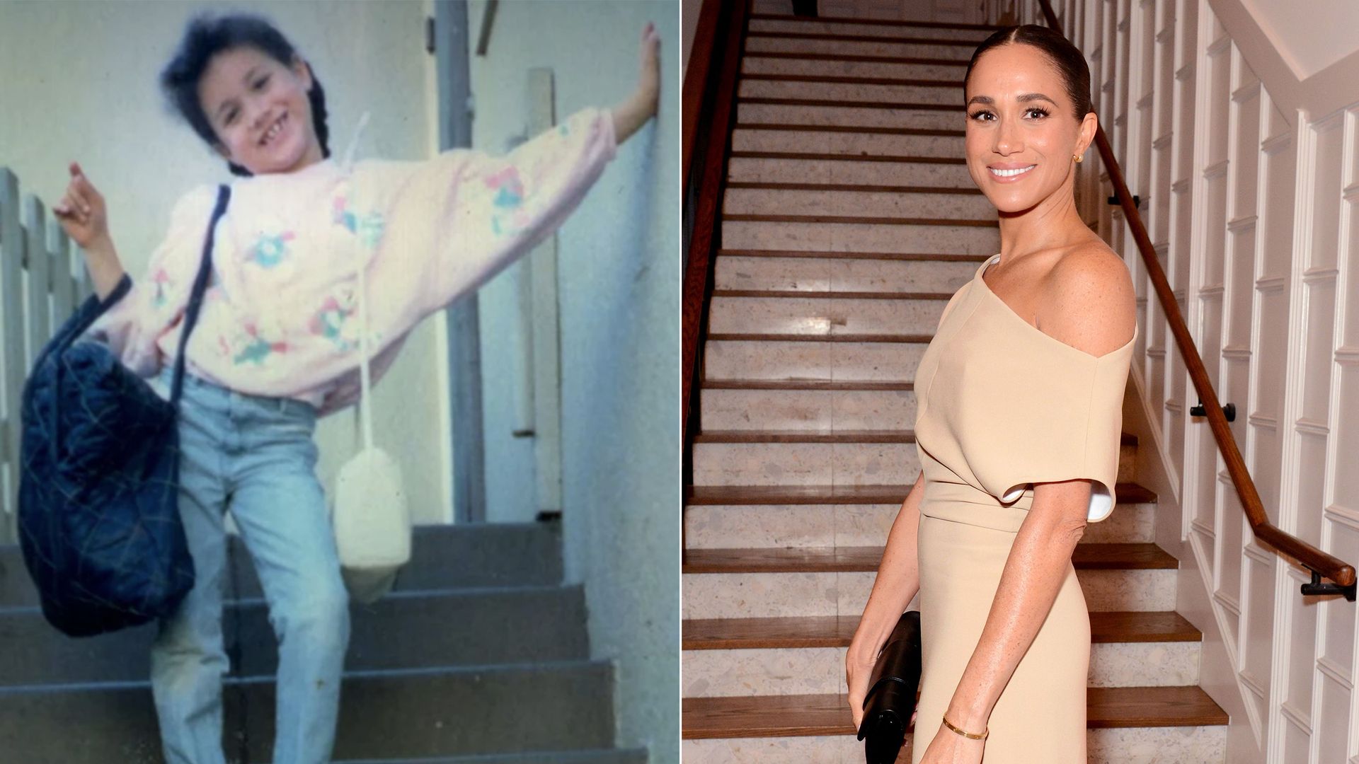 Meghan Markle as a child and now