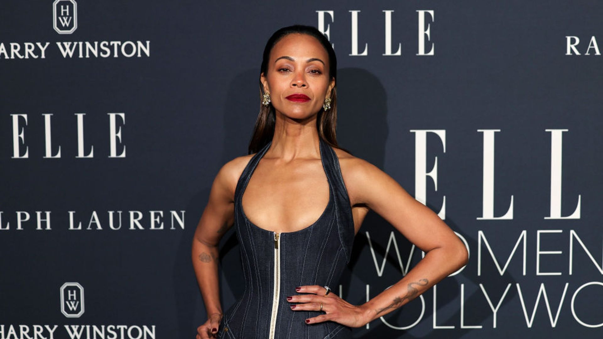 Zoe Saldana debuts 'Bordeaux Berry' nails at the Elle Women in Hollywood Awards