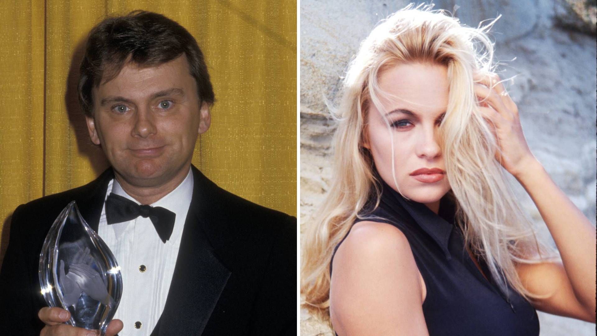 Split image of Pat Sajak and Pamela Anderson