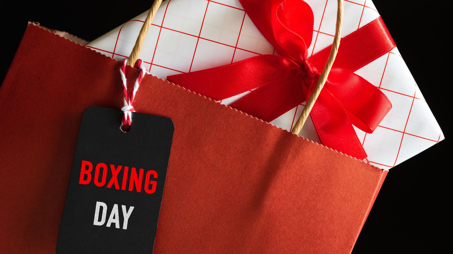 shopping bag with boxing day tag 