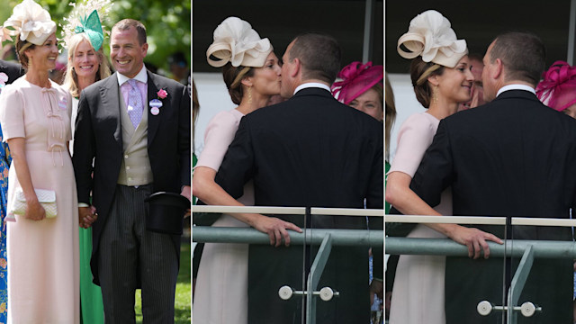 Peter Phillips kisses Harriet Sperling at Royal Ascot