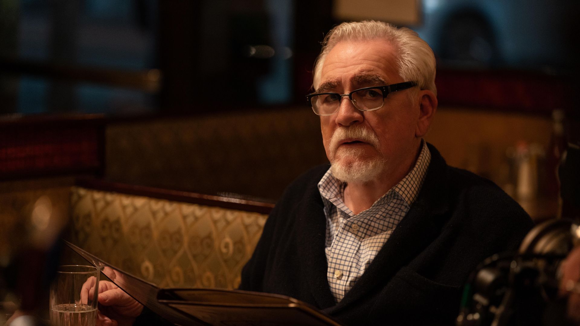 Logan Roy sits in diner in episode one of Succession 