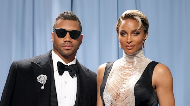 Russel Wilson and Ciara attend the 2025 Met Gala Celebrating "Superfine: Tailoring Black Style" at Metropolitan Museum of Art on May 05, 2025 in New York City