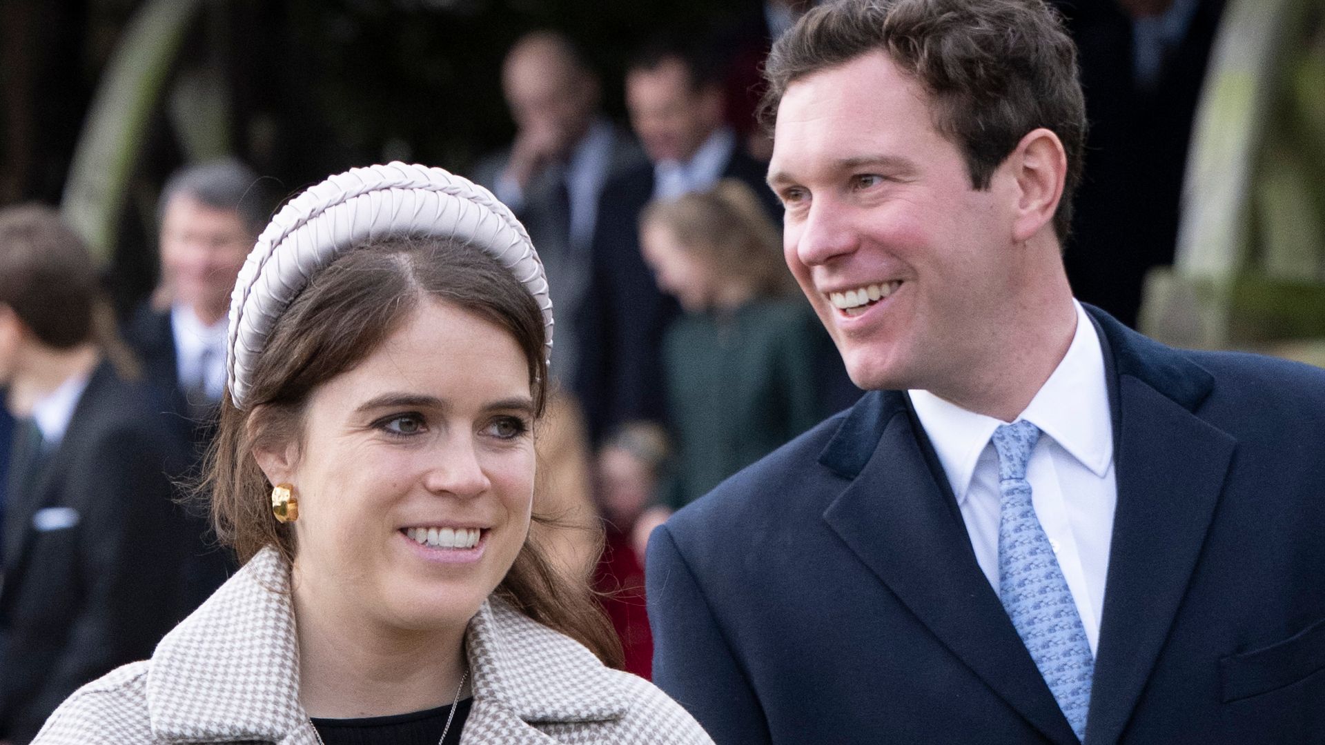 Princess Eugenie and Jack Brooksbank attend the Christmas Day service at St Mary Magdalene Church on December 25, 2022 in Sandringham, Norfolk. 