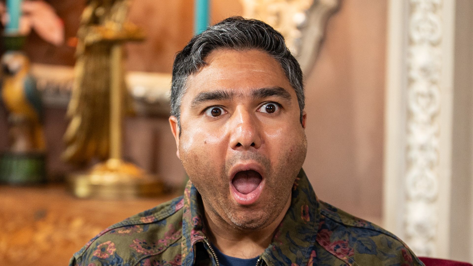 Nick Mohammad looking shocked on The Celebrity Traitors