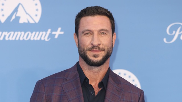 Pablo Schreiber in a check suit