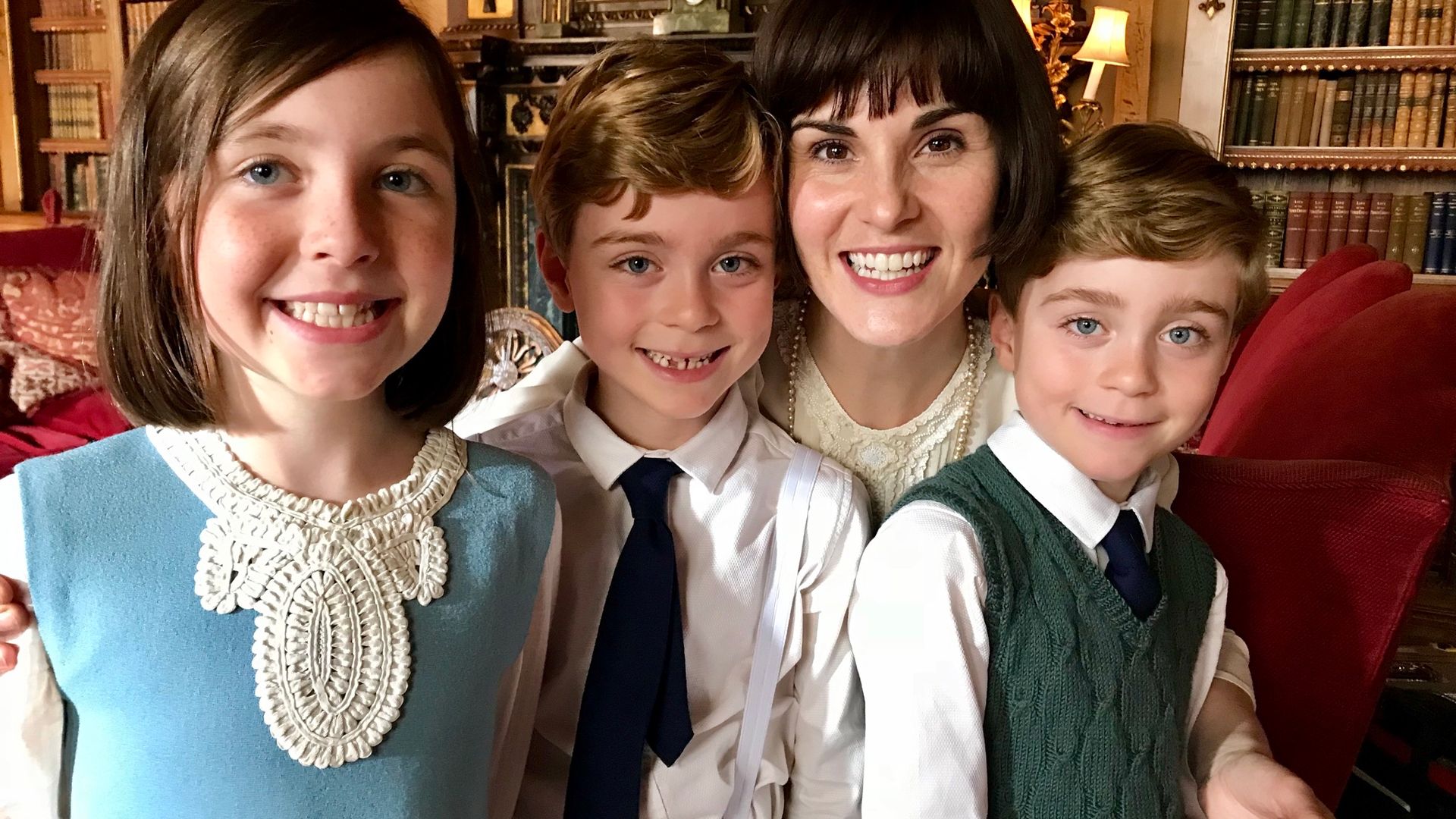 The youngsters with Michelle Dockery as Lady Mary 