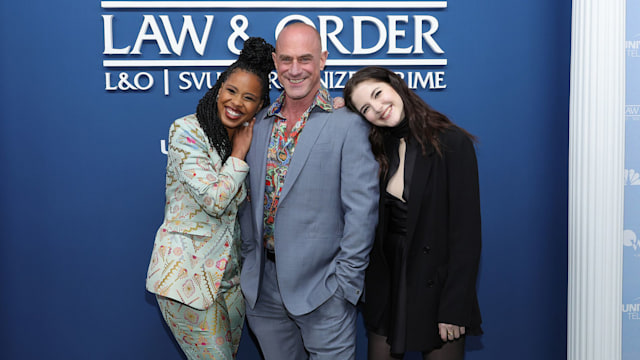 Christopher Meloni, Danielle Moné Truitt and Ainsley Seiger at a Law and Order premiere