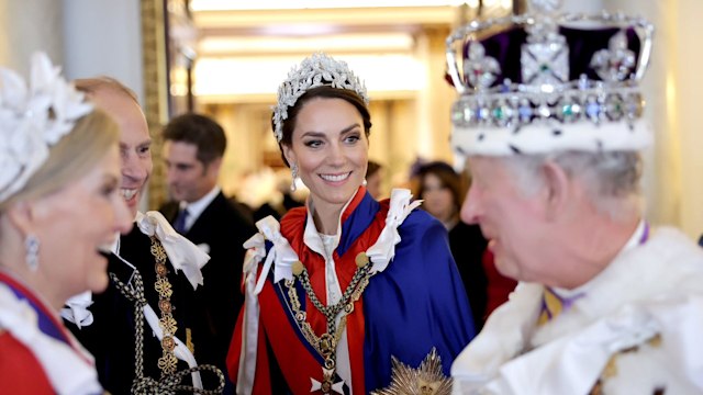 The Princess of Wales smiles at King Charles on the day of his Coronation