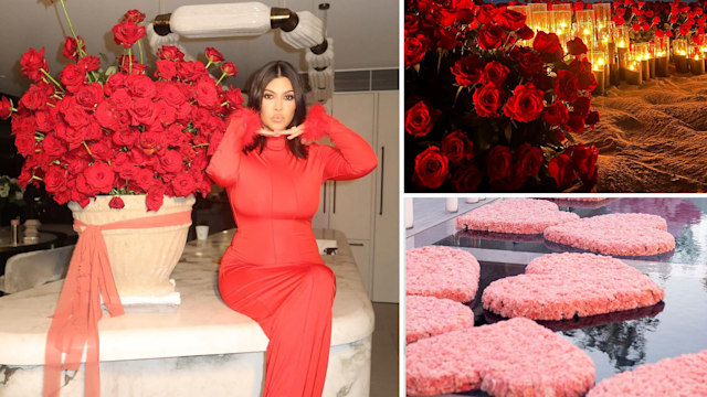 collage of kardashian flowers