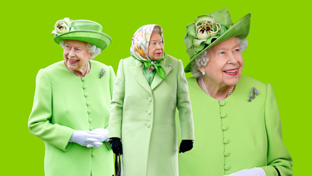 Queen Elizabeth wearing 'brat' green