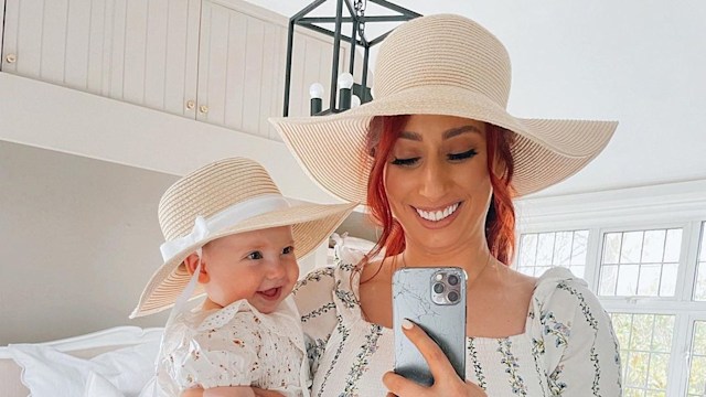 Stacey Solomon and her daughter Rose wear matching hats