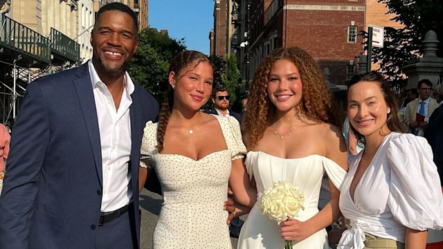 Michael Strahan with daughters and girlfriend Kayla Quick 