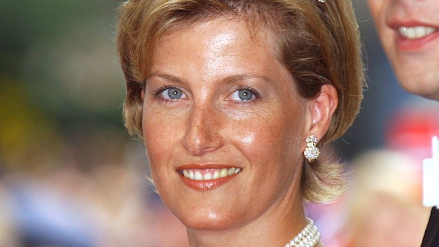 Duchess Sophie in a blue dress and a tiara