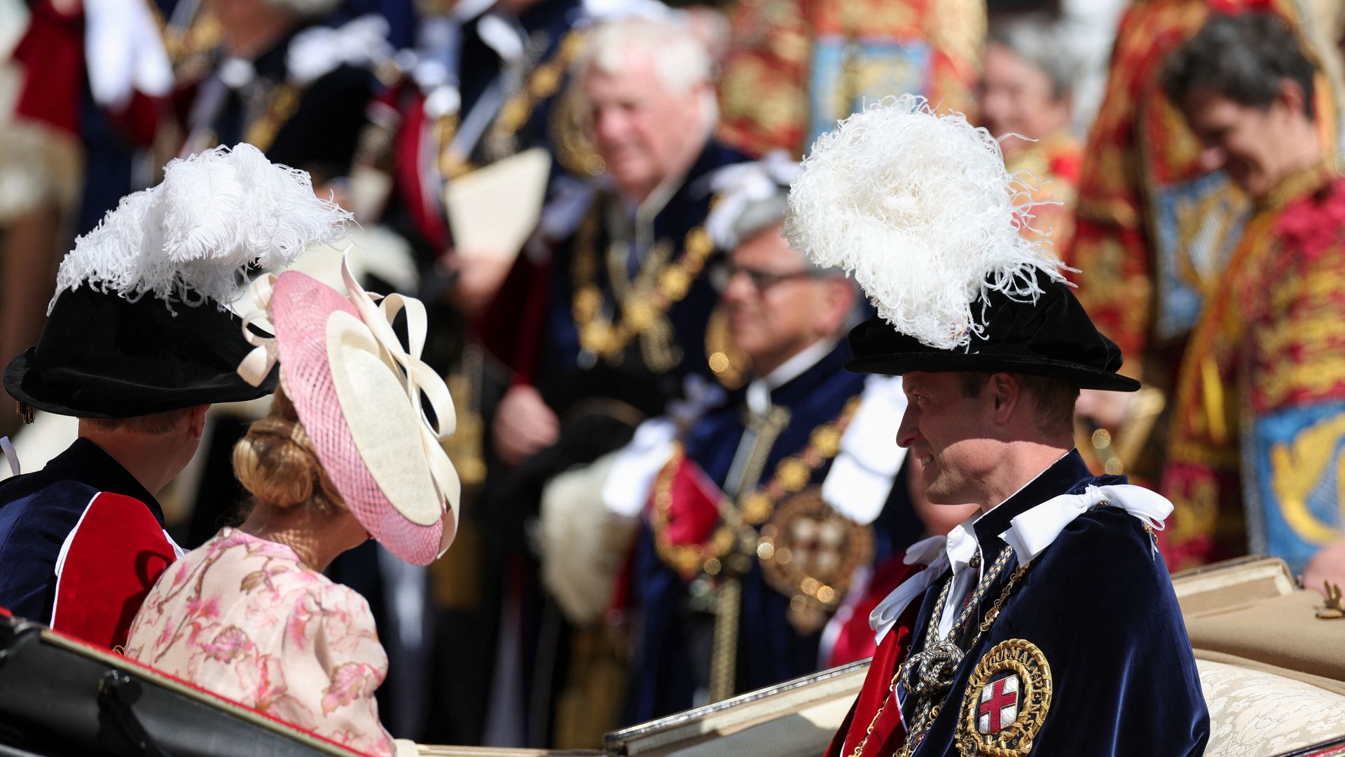 royals leaving in carriage after order of the garter service