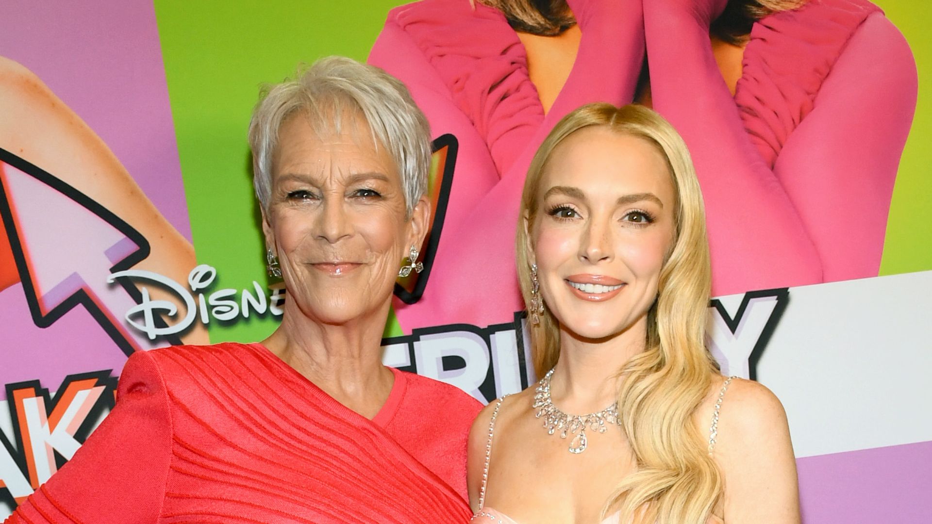 Jamie Lee Curtis and Lindsay Lohan attend the Freakier Friday Los Angeles Premiere at El Capitan Theatre in Los Angeles, California on July 22, 2025