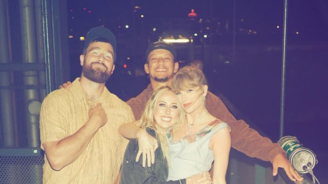 Brittany and Patrick Mahomes  with  Taylor Swift and ravis Kelce