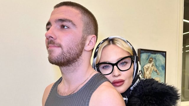 Madonna hugs her son Rocco Ritchie while visiting his art gallery, shared on Instagram