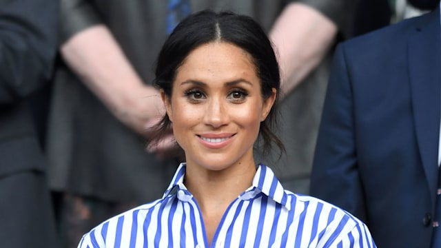 LONDON, ENGLAND - JULY 14:  Meghan, Duchess of Sussex attends day twelve of the Wimbledon Tennis Championships at the All England Lawn Tennis and Croquet Club on July 14, 2018 in London, England.  (Photo by Karwai Tang/WireImage )