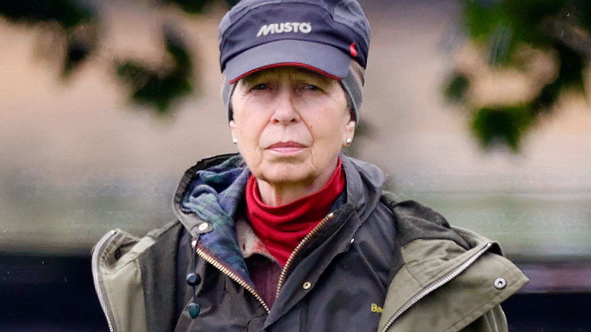 Princess Anne, Princess Royal watches Zara Tindall compete, on her horse 'Class Affair', in the dressage phase of the 2023 Festival of British Eventing at Gatcombe Park on August 5, 2023 in Stroud, England 