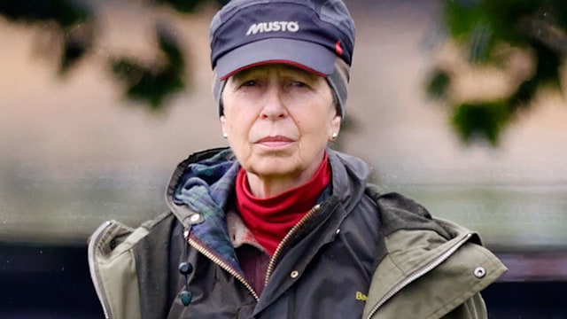 Princess Anne, Princess Royal watches Zara Tindall compete, on her horse 'Class Affair', in the dressage phase of the 2023 Festival of British Eventing at Gatcombe Park on August 5, 2023 in Stroud, England 