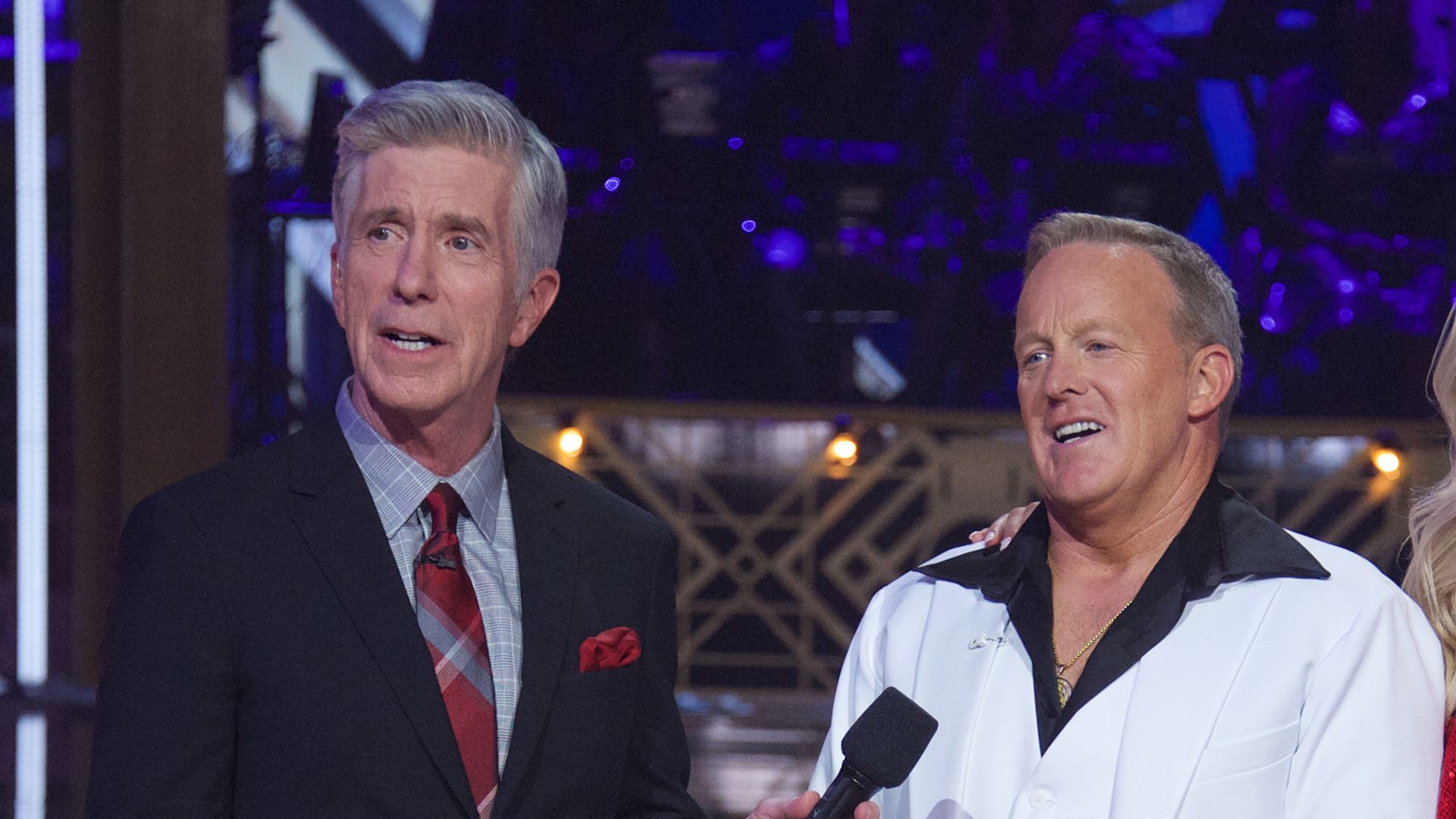 Tom Bergeron and Sean Spicer on season 32 of Dancing with the Stars in 2019
