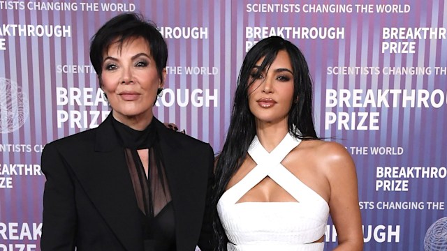 Kris Jenner and Kim Kardashian arrives at the 10th Annual Breakthrough Prize Ceremony at Academy Museum of Motion Pictures on April 13, 2024 in Los Angeles, California