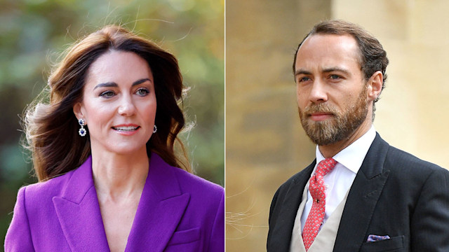 split image showing princess kate and james middleton