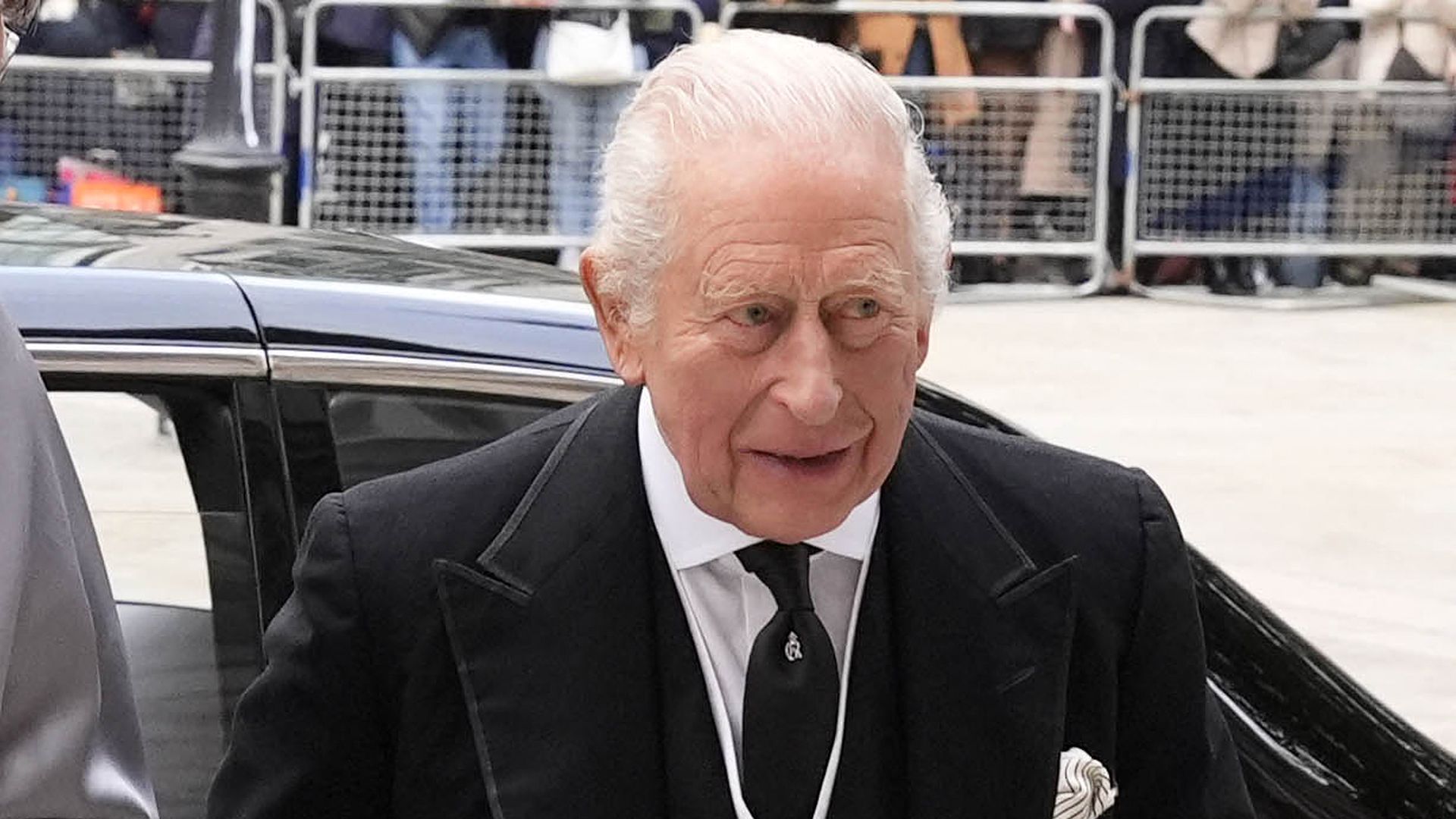 Britain's King Charles III arrives to attend a Requiem Mass, a Catholic funeral service, for the late Katharine, Duchess of Kent, at Westminster Cathedral in London on September 16, 2025.