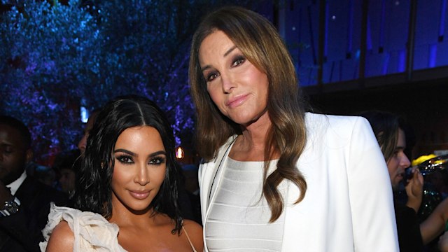 Kim Kardashian West and Caitlyn Jenner attend the 2020 Vanity Fair Oscar Party hosted by Radhika Jones at Wallis Annenberg Center for the Performing Arts on February 09, 2020 in Beverly Hills, California