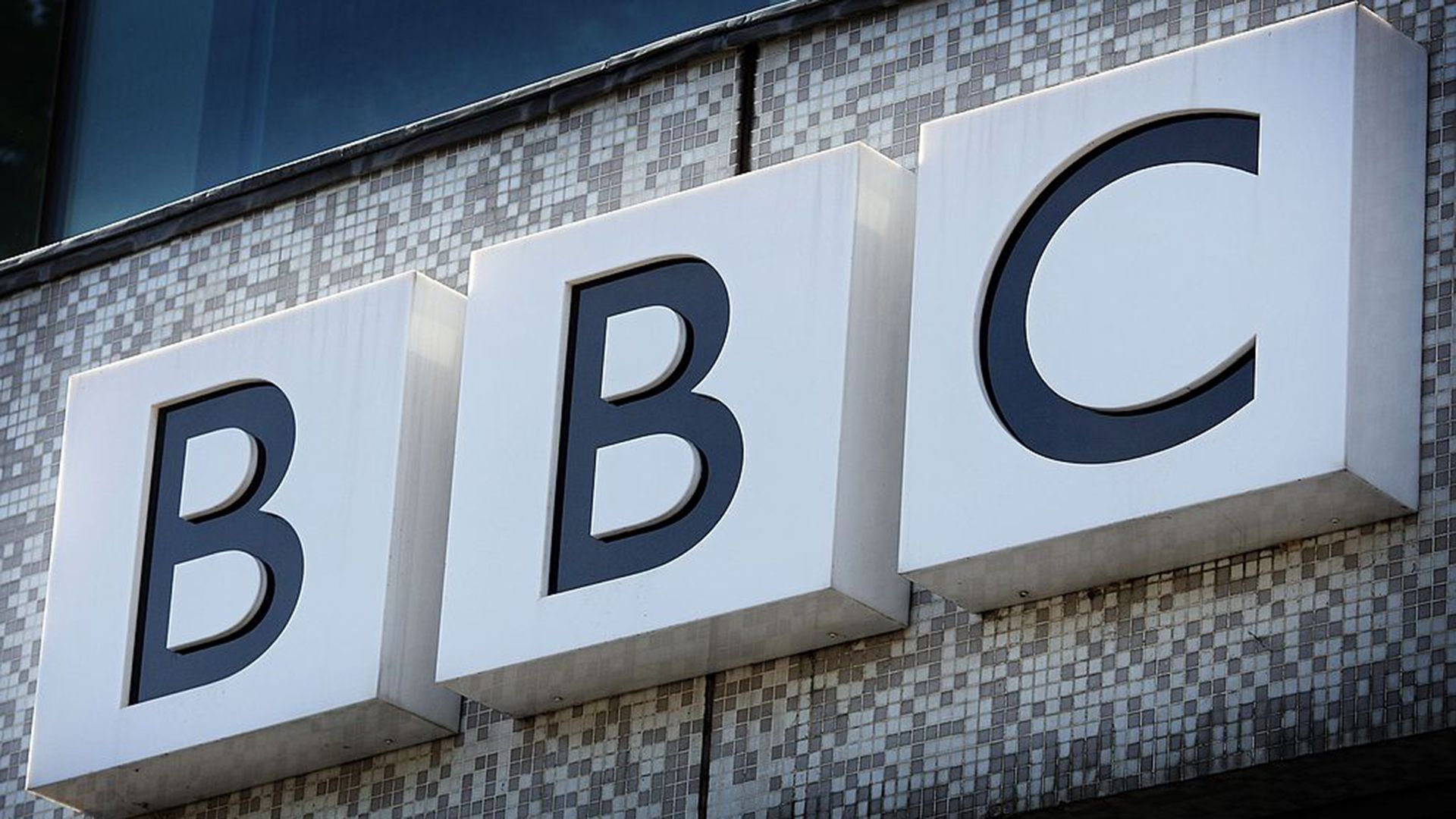 BBC logo on a sign. 