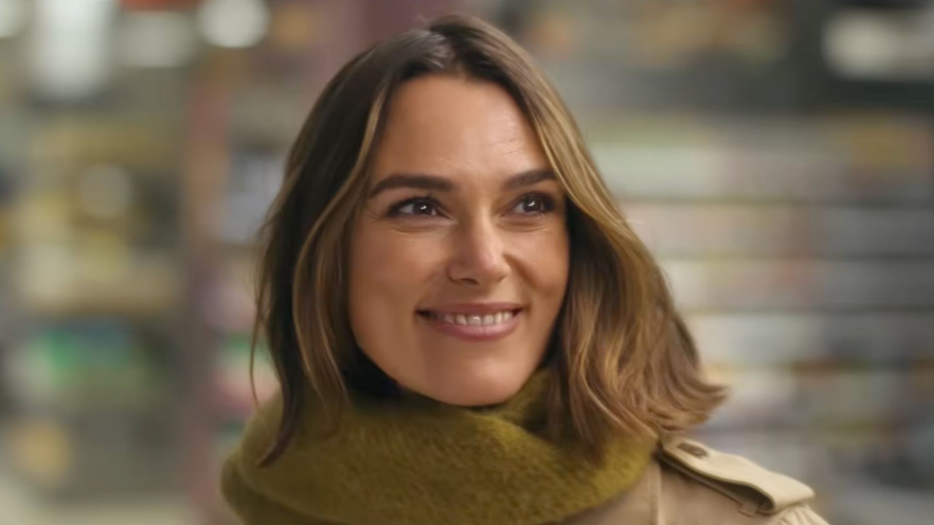 Keira Knightley wears £23 olive green scarf in the new Waitrose Christmas ad - and it's on sale