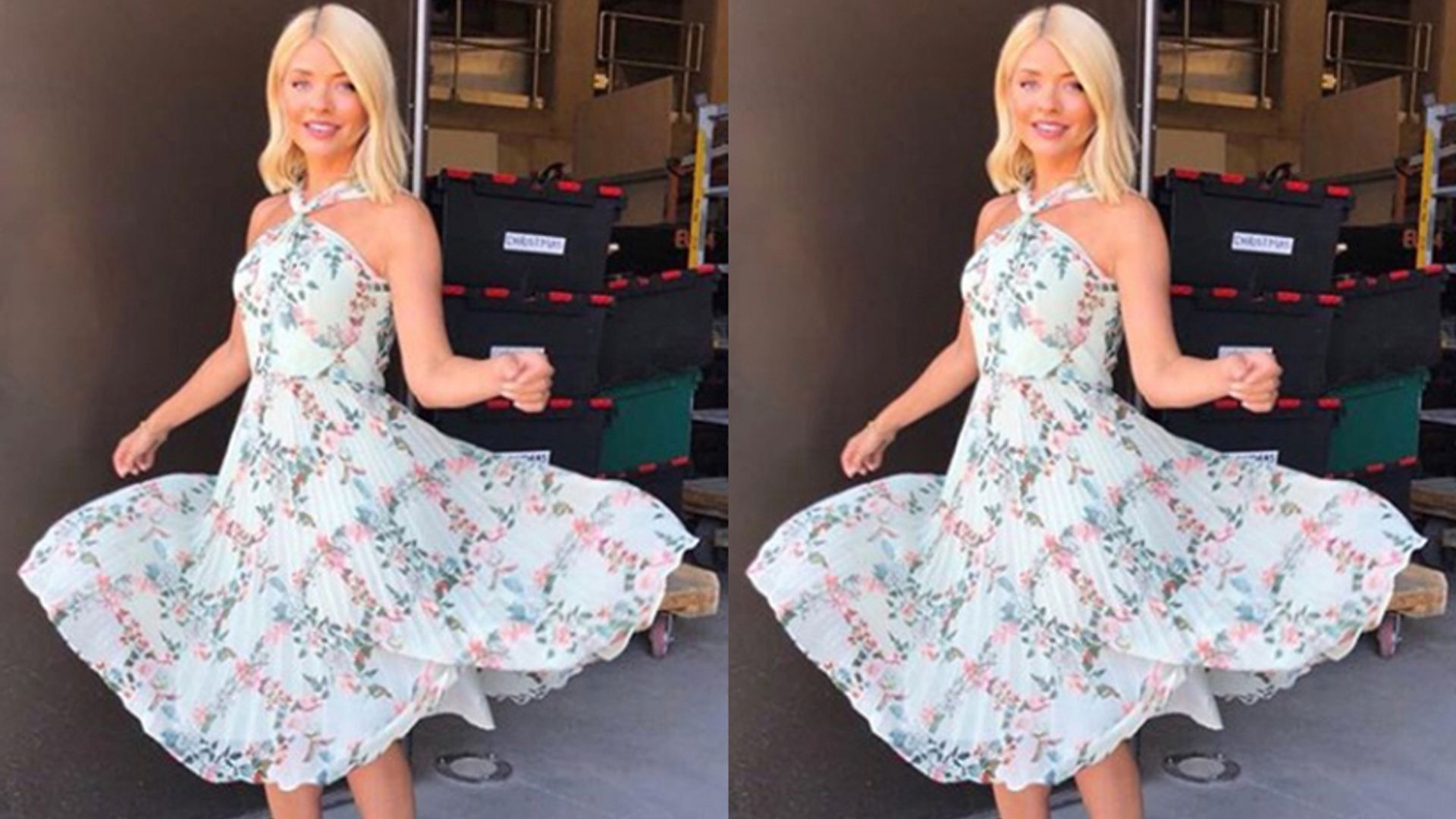 holly willoughby mint green halter dress this morning