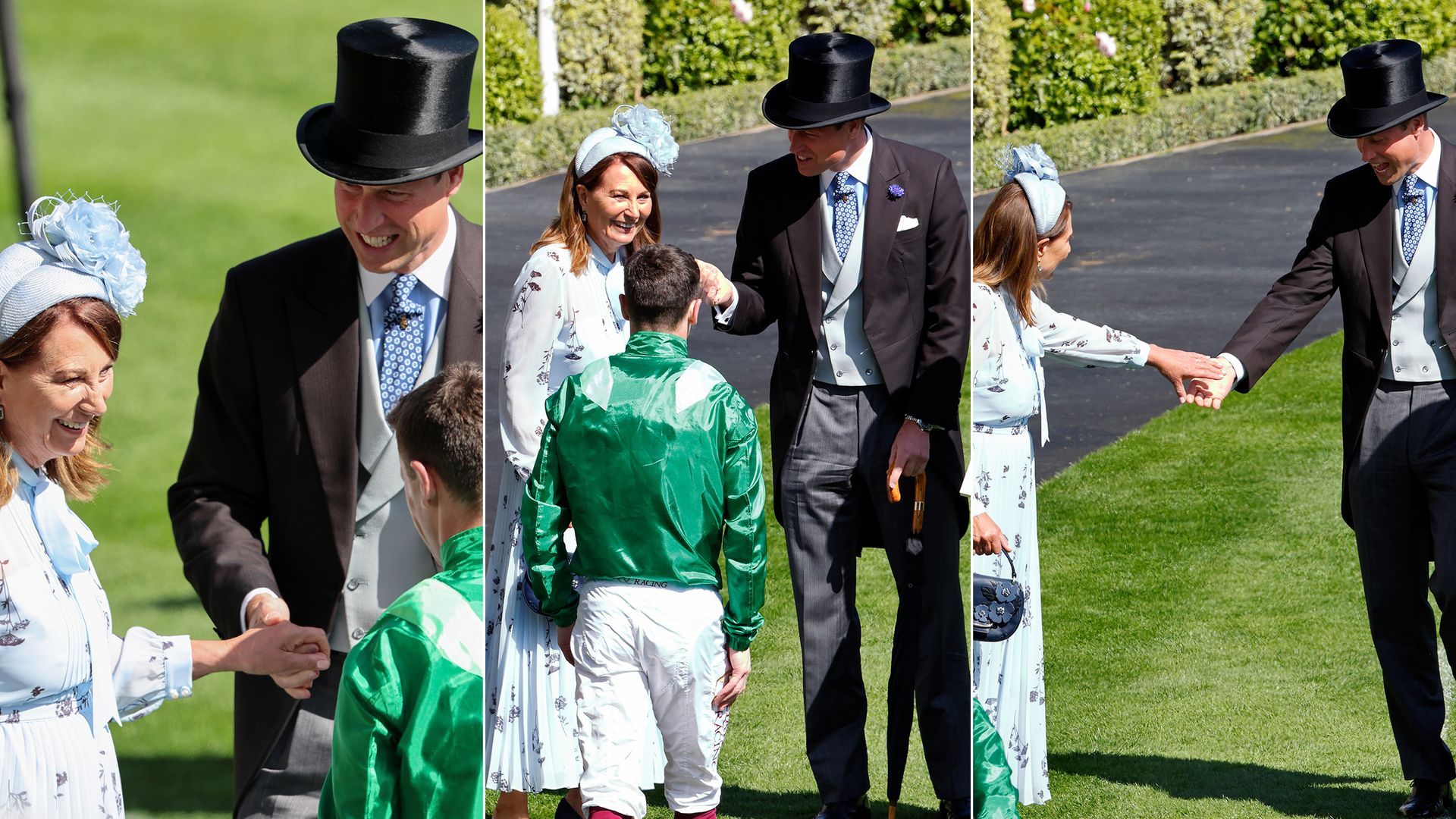William helping Carole free her heel after it got stuck in the grass at Royal Ascot