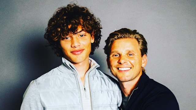 Jeff Brazier and son Bobby posing together