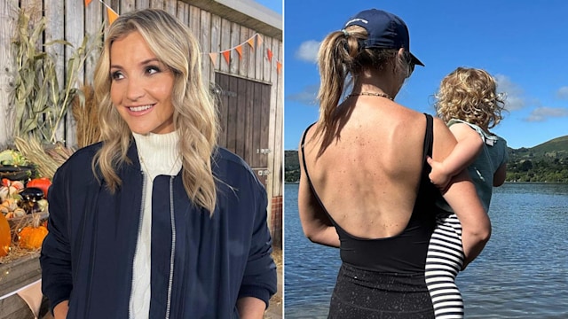 A split image of Helen Skelton and her daughter Elsie 