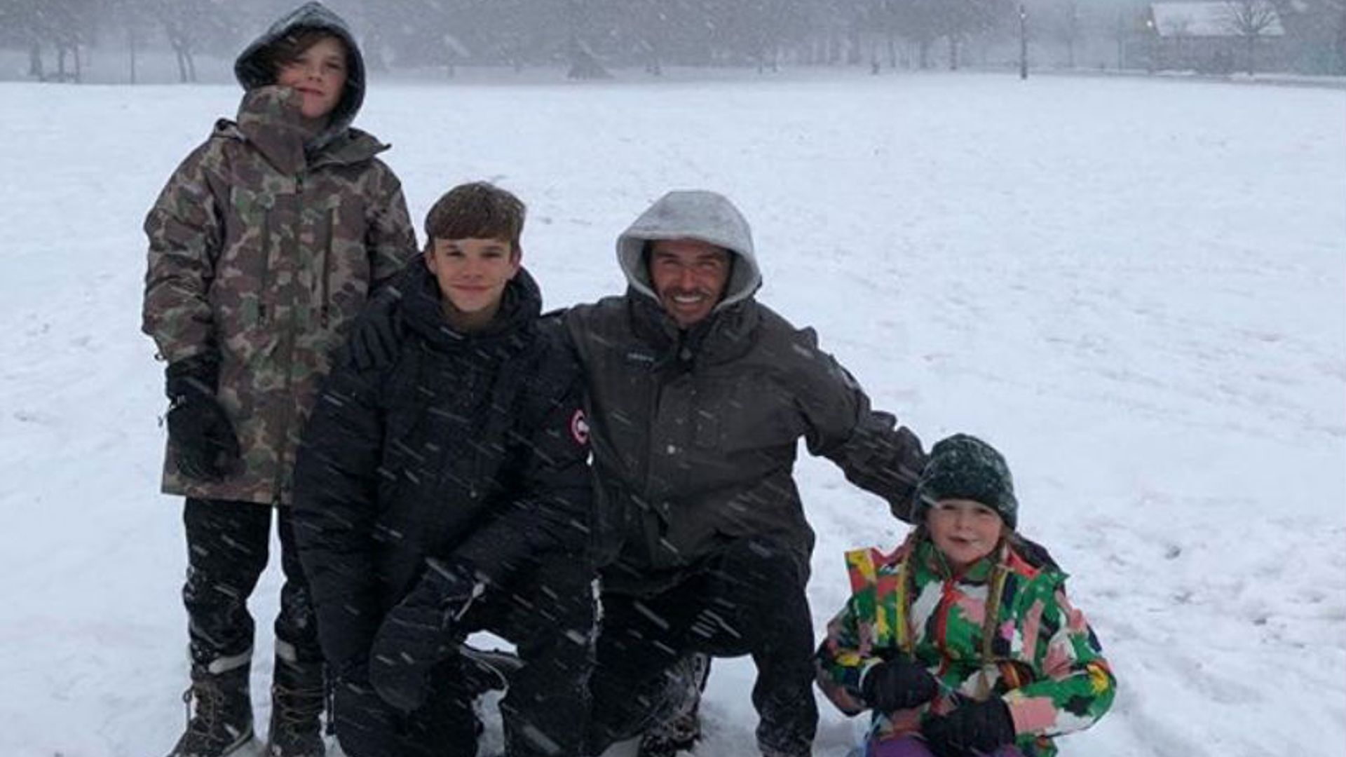 david beckham and kids snow