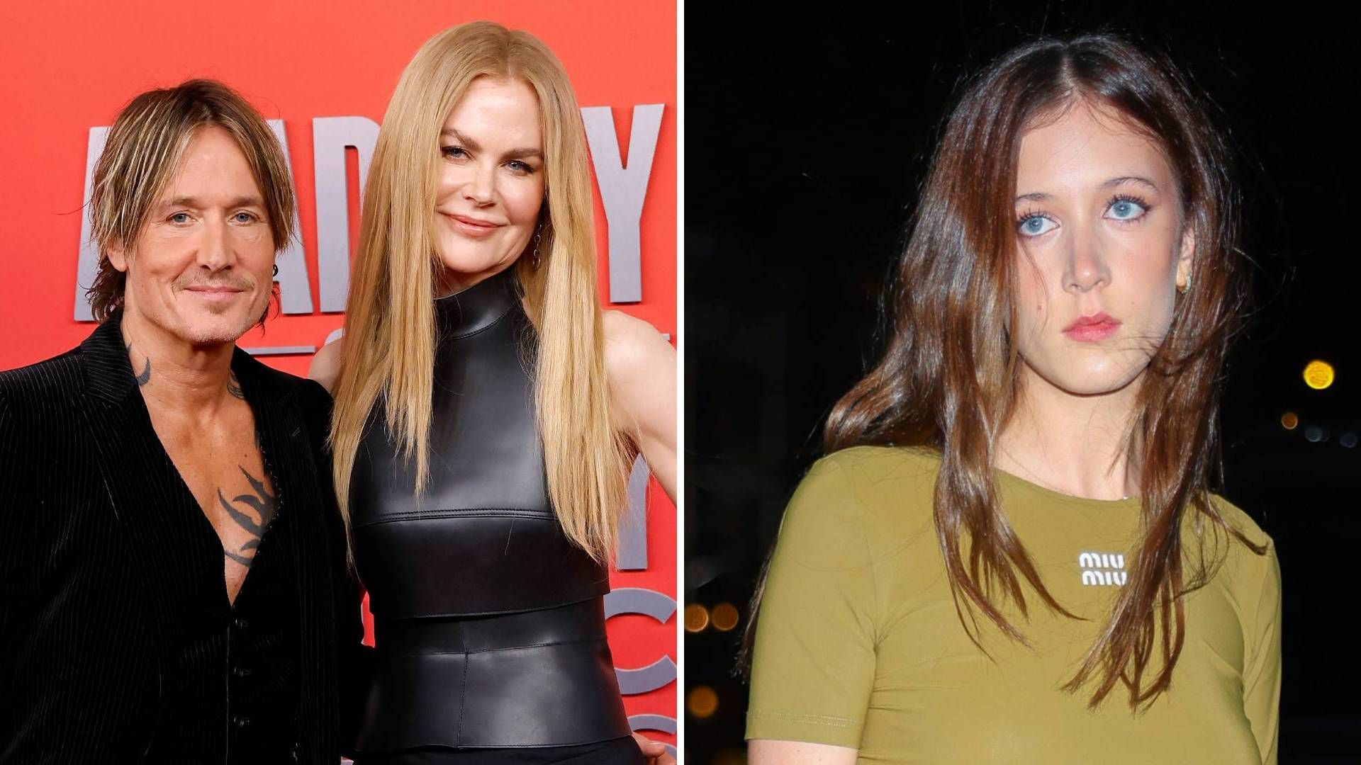 Split image of Nicole Kidman with Keith Urban and their daughter Sunday Rose