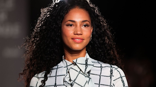 Vick Hope walks the runway at the Oxfam Style For Change show during London Fashion Week September 2024 at Ambika P3 on September 12, 2024 in London, England. (Photo by Hoda Davaine/Dave Benett/Getty Images)