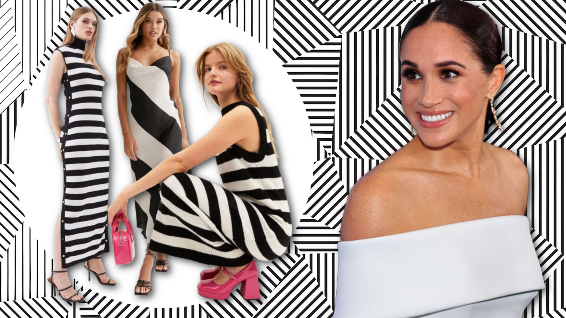 Meghan Markle's black and white striped dress: 6 high street lookalikes ...